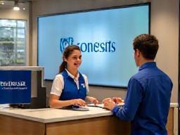 Empleado bancario atendiendo cliente satisfecho en sucursal moderna