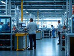 Planta de manufactura moderna con equipo operativo eficiente